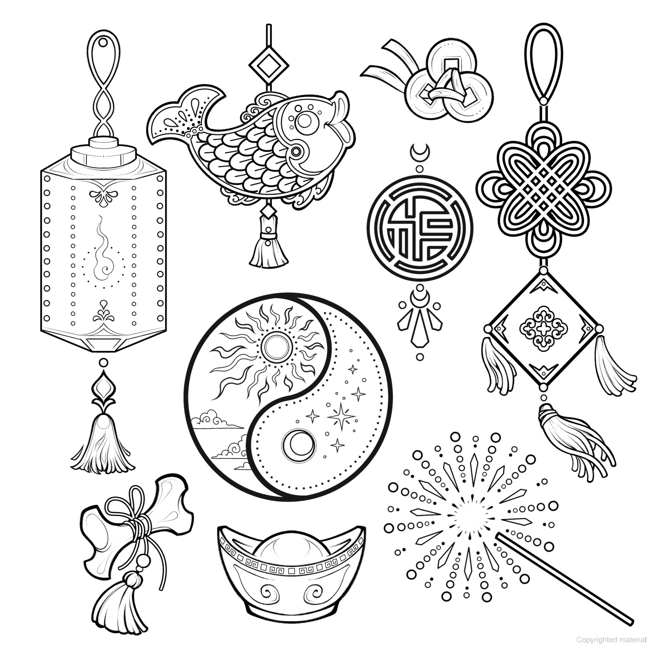 Lunar Zodiac Art & Coloring Book