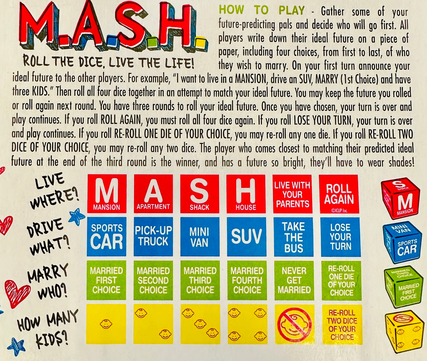 MASH Dice Rolling Game