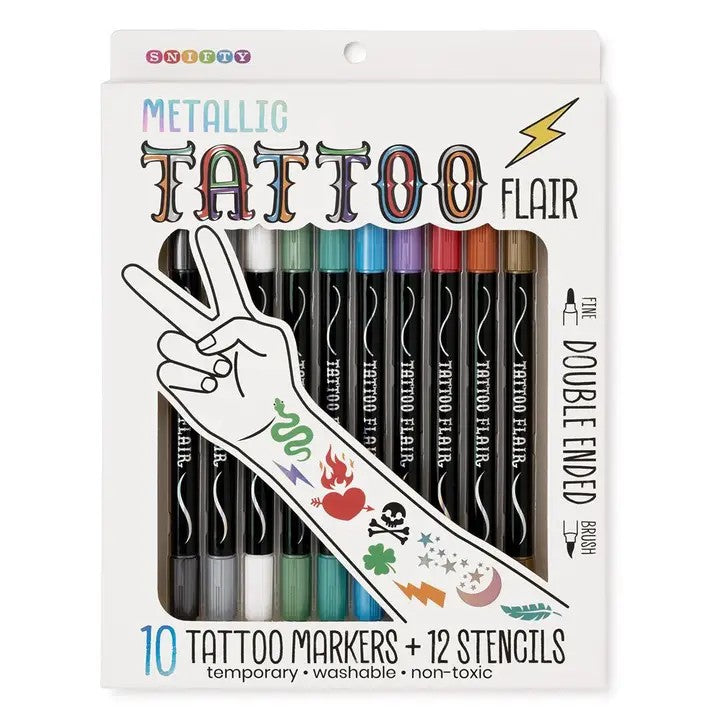 Metallic Tattoo Flair Double Ended Tattoo Markers & Stencils