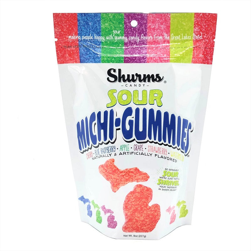 Michi-Gummies Sour Michigan Gummy Candy Bag 8 oz