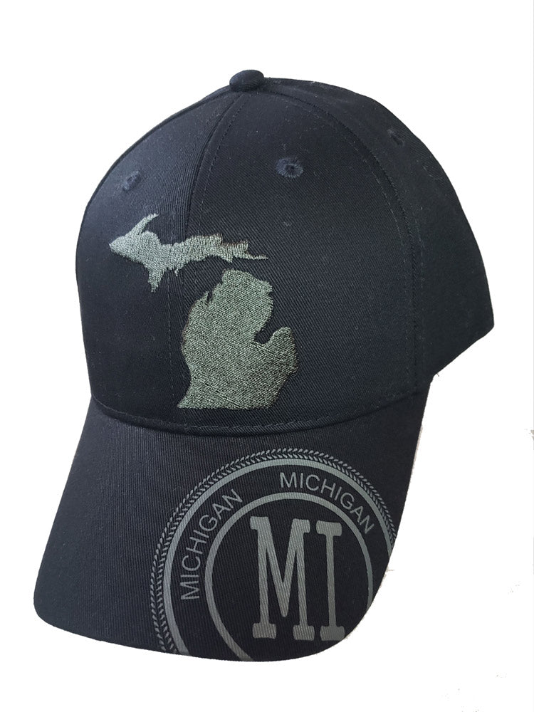 Michigan Embroidered Map Baseball Cap