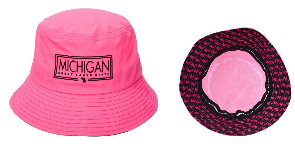 Michigan Great Lakes State Bucket Hat Hot Pink