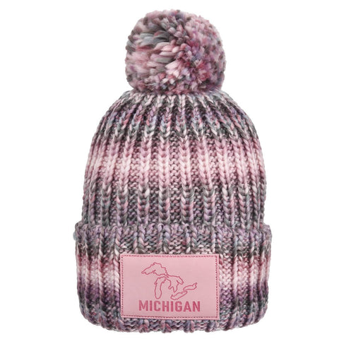 Michigan Pink Map Outline Patch Pom Hat