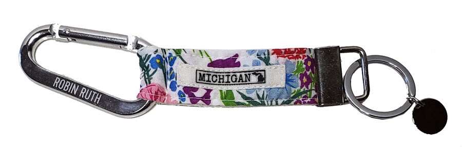 Michigan White Floral Keychain