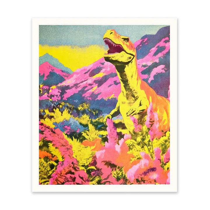 Midcentury T-Rex Risograph Print 12"x10"