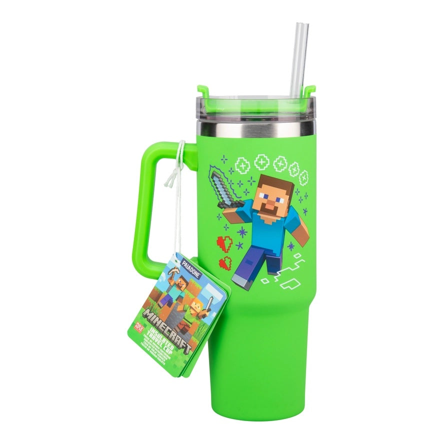 Minecraft Green Insulated Cup And Straw 900 ml