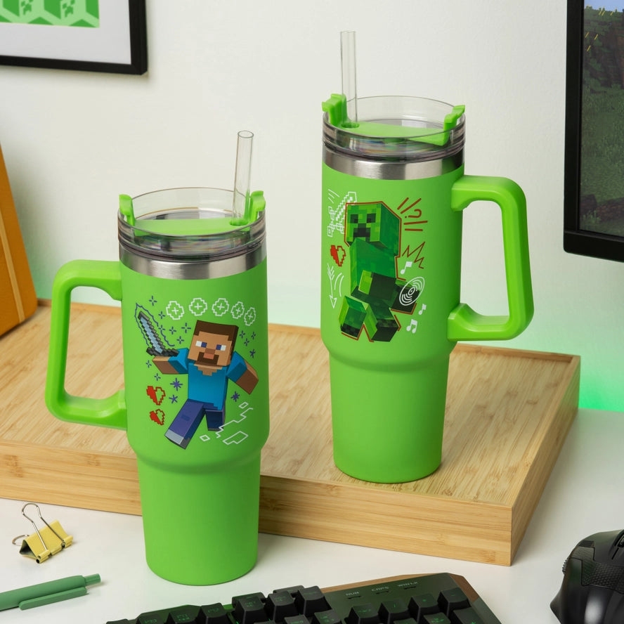 Minecraft Green Insulated Cup And Straw 900 ml