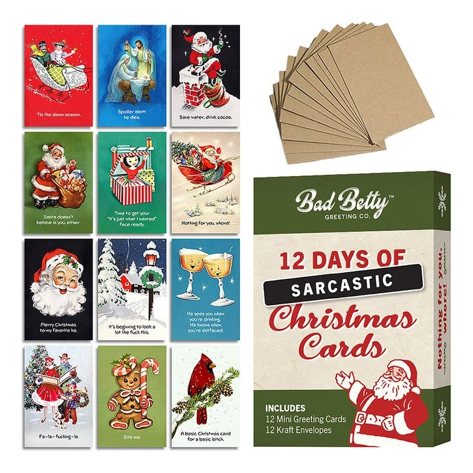 Mini 12 Days of Sarcastic Christmas Set Of 12 Card Pack