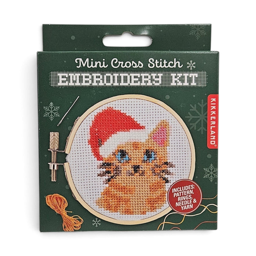 Mini Santa Hat Cat Cross Stitch Embroidery Kit
