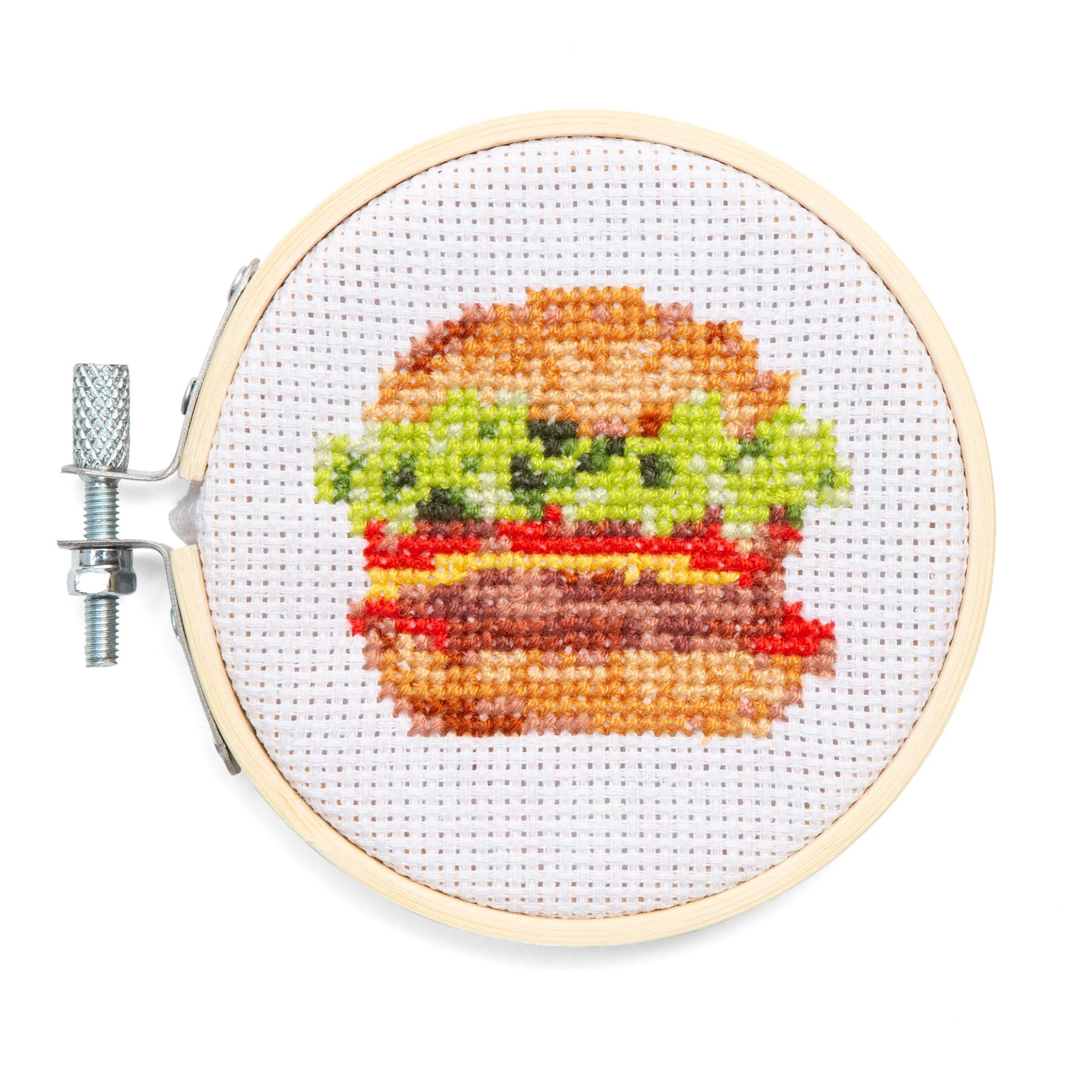 Mini Burger Cross Stitch Embroidery Kit