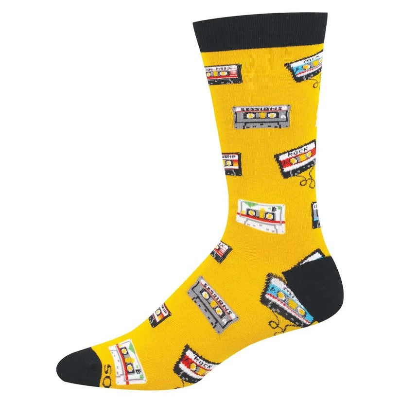 Mix Tapes V2 Men's Bamboo Socks Gold