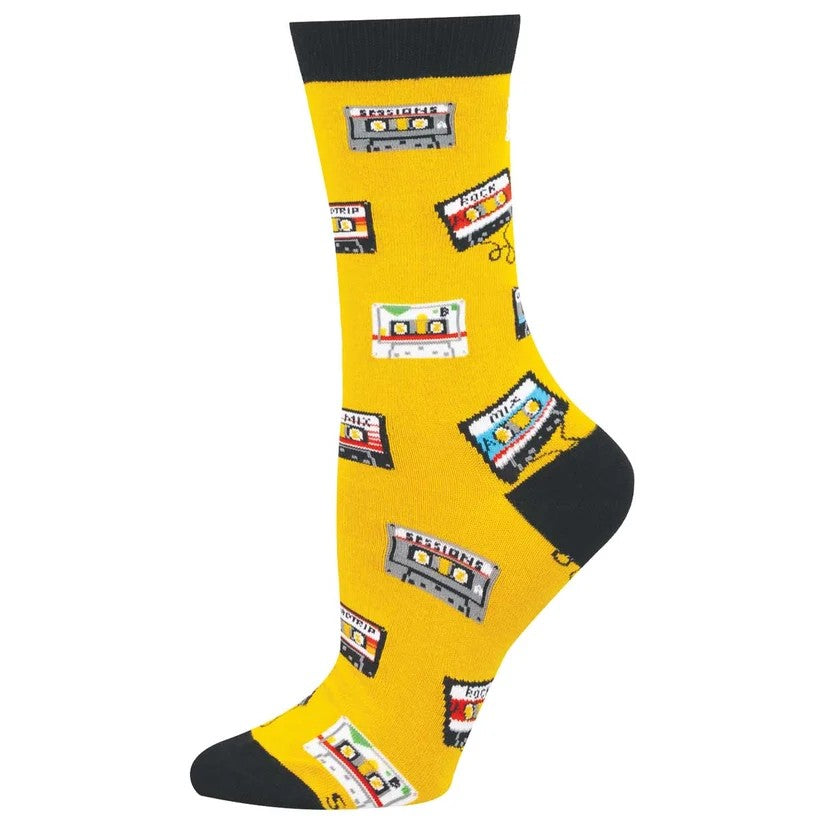Mix Tapes V2 Women's Bamboo Socks Gold