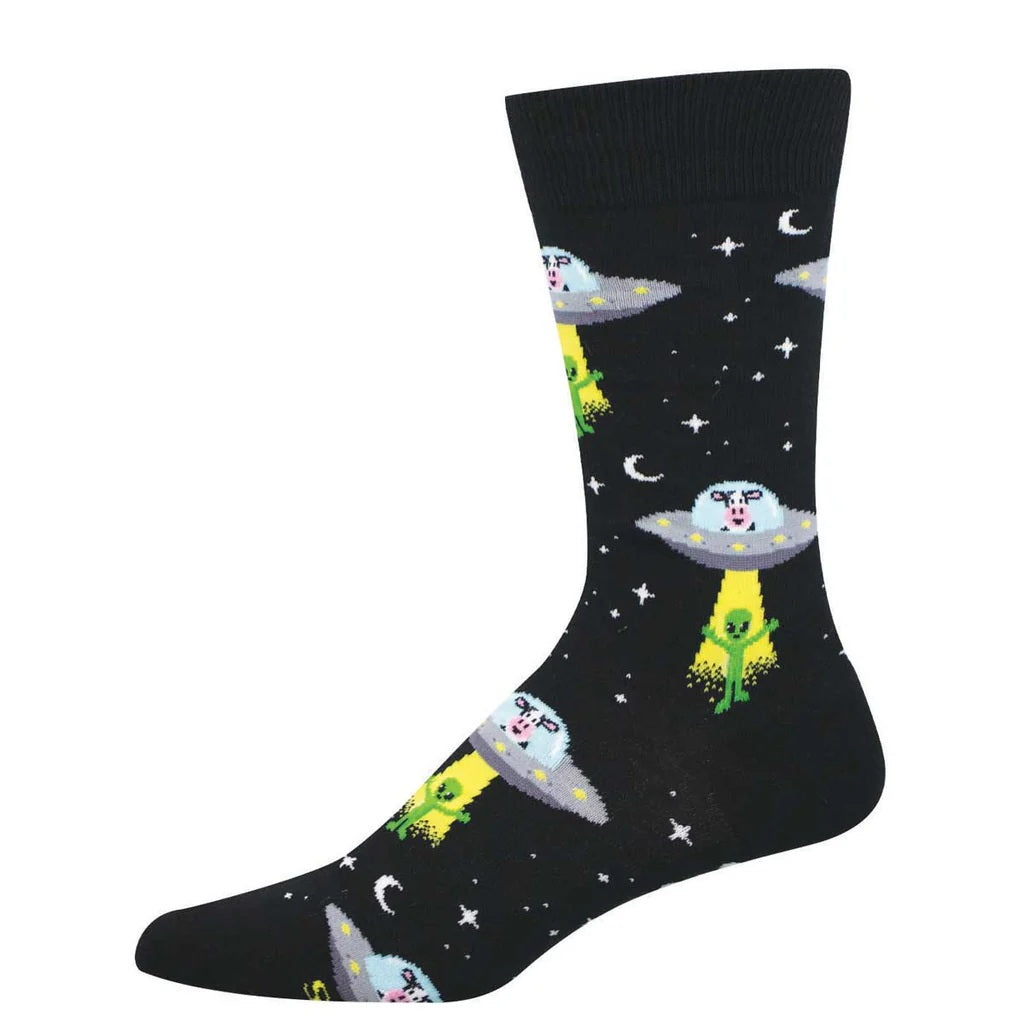 Moove It On Up Men's Crew Socks Black