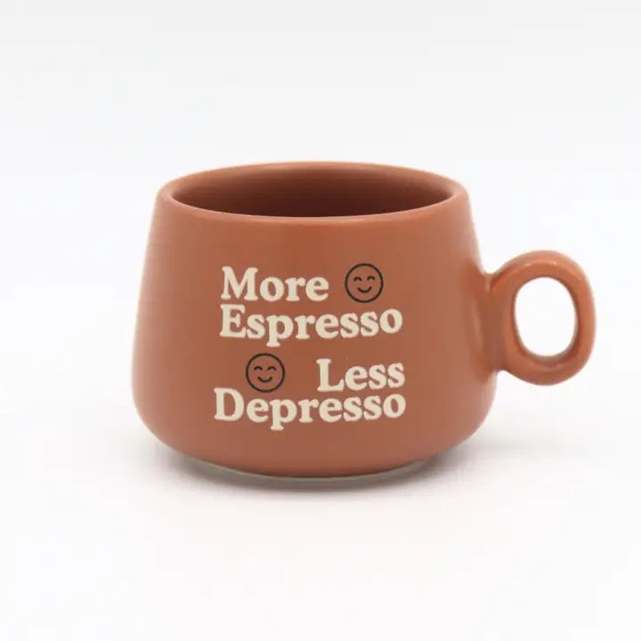 More Espresso Less Depresso Brown Mug Shot
