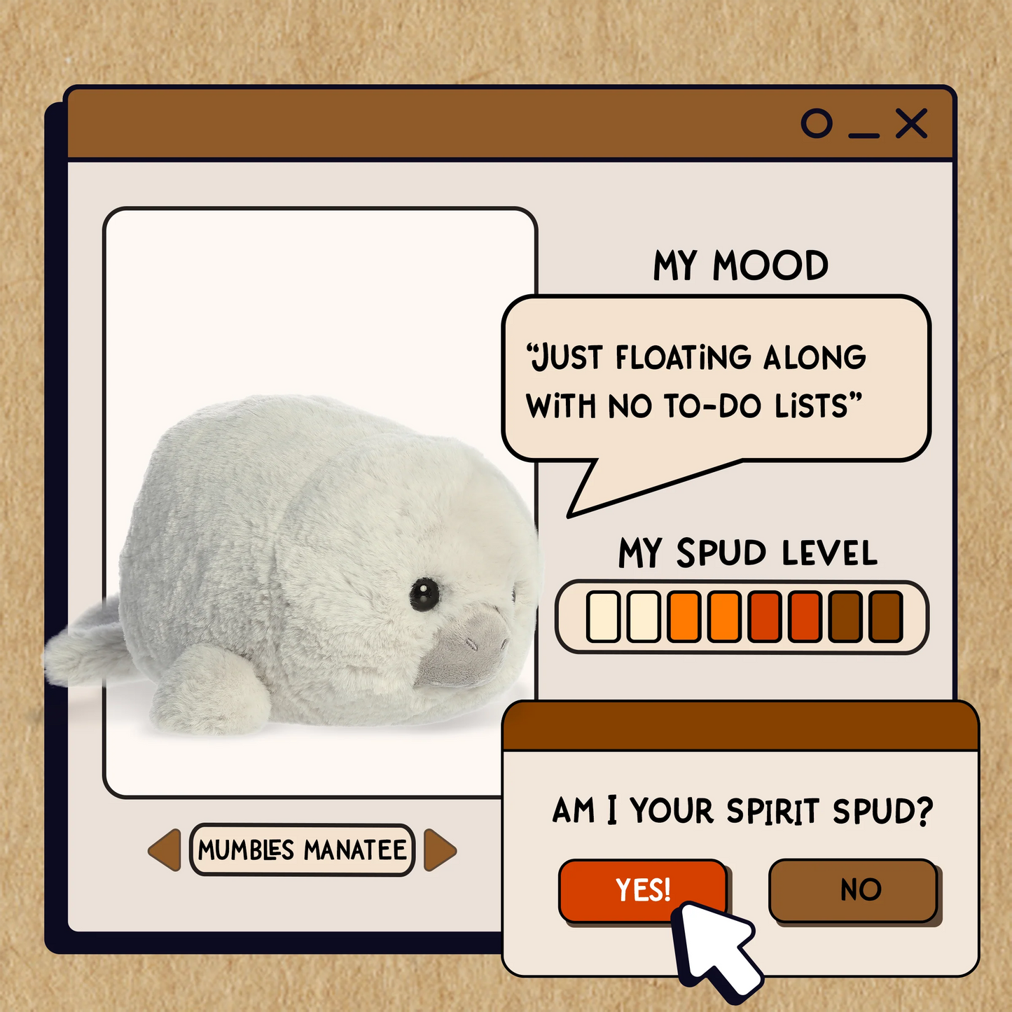 Mumbles Manatee Spudsters Plush 10"