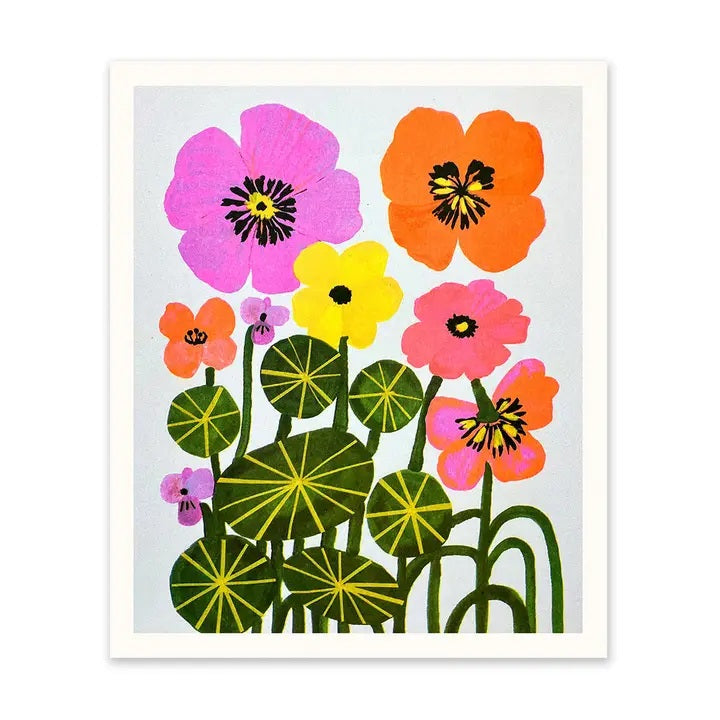 Nasturtiums Risograph Print 10x12