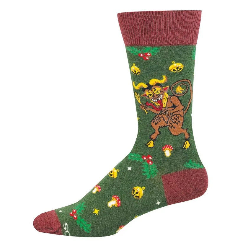 Naughty Krampus Men's Socks Green Heather