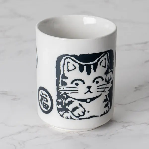 Neko Cat Yunomi Style Tea Cup White 9 oz