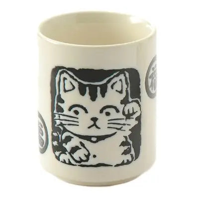 Neko Cat Yunomi Style Tea Cup White 9 oz