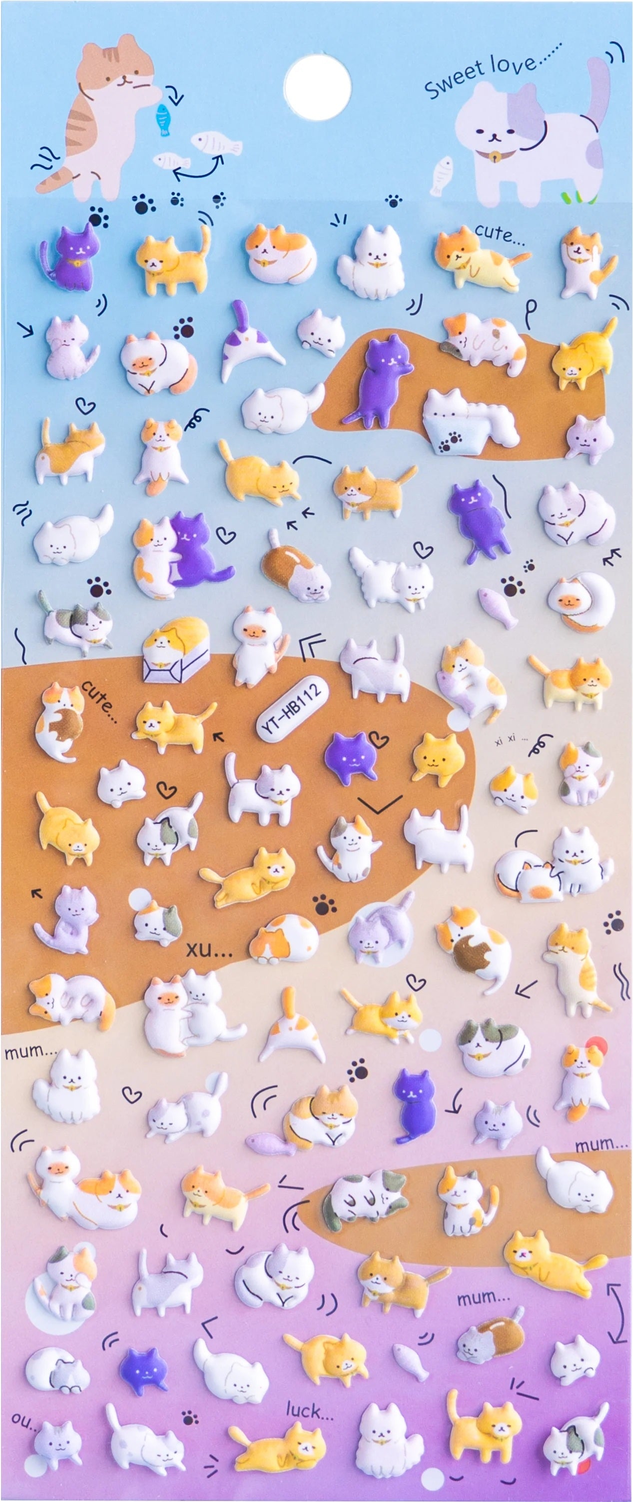 Nekoni Kitten Mini Puffy Stickers