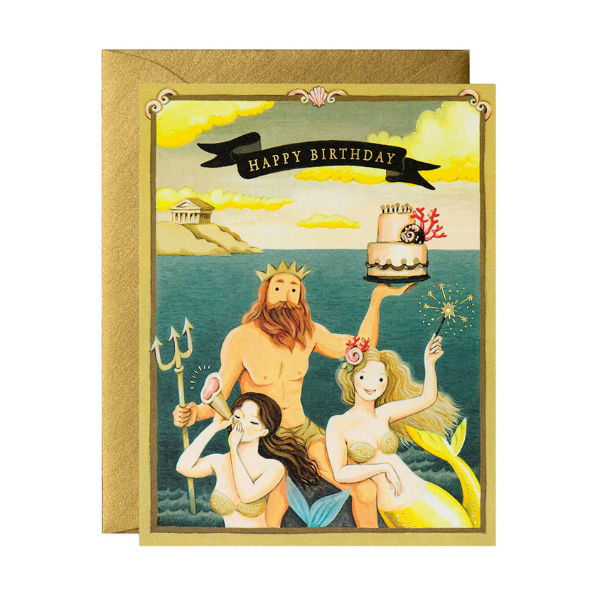 Card Neptune & Mermaids Birthday