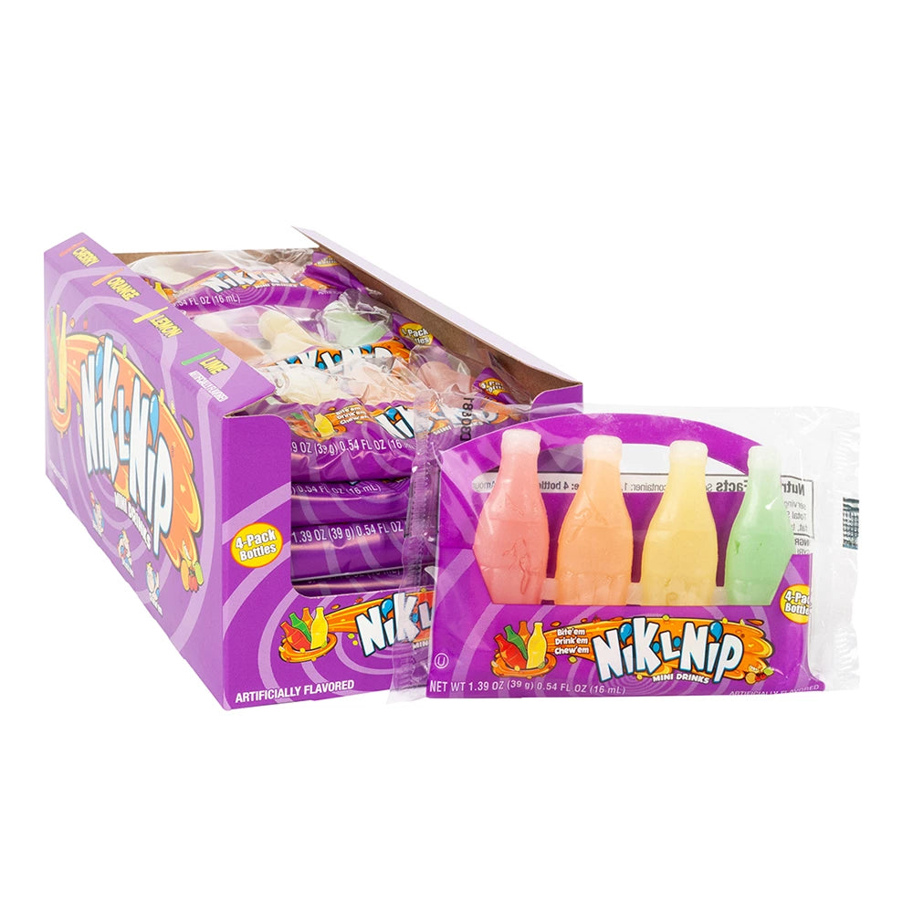 Nik-L-Nips Wax Bottle Mini Drinks 4 Pack