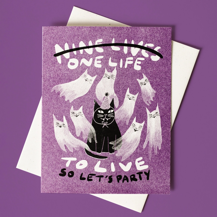 Card Nine Lives One Life Cat Birthday
