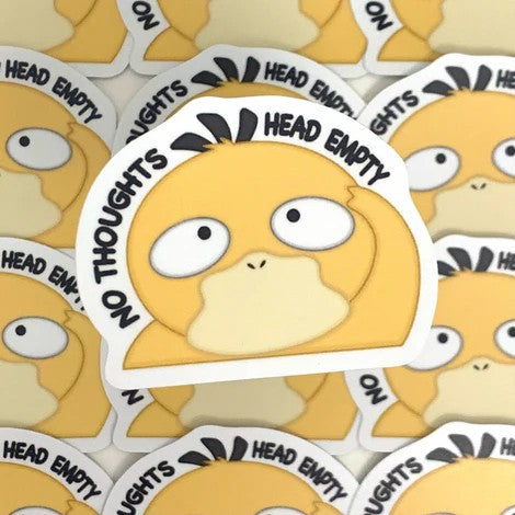 Pokemon No Thoughts Head Empty Psyduck Vinyl Sticker