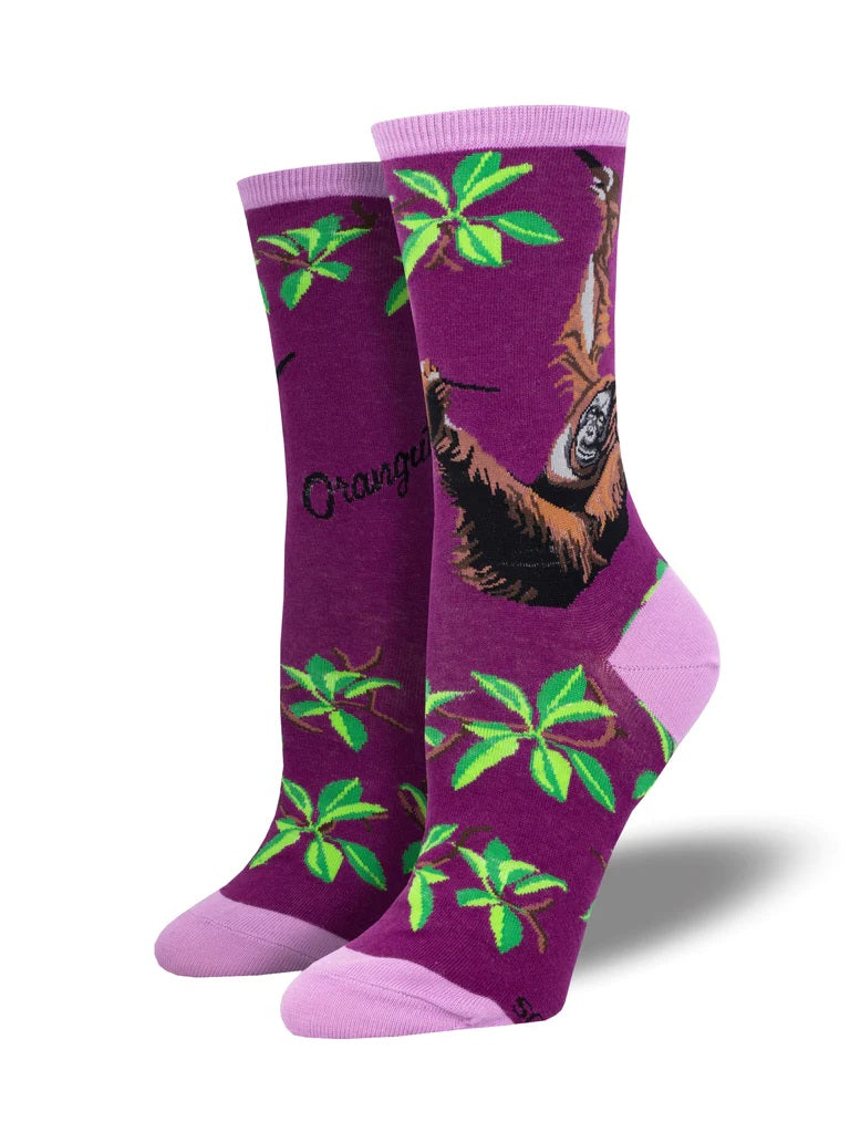 Orangutan Women's Crew Socks Purple