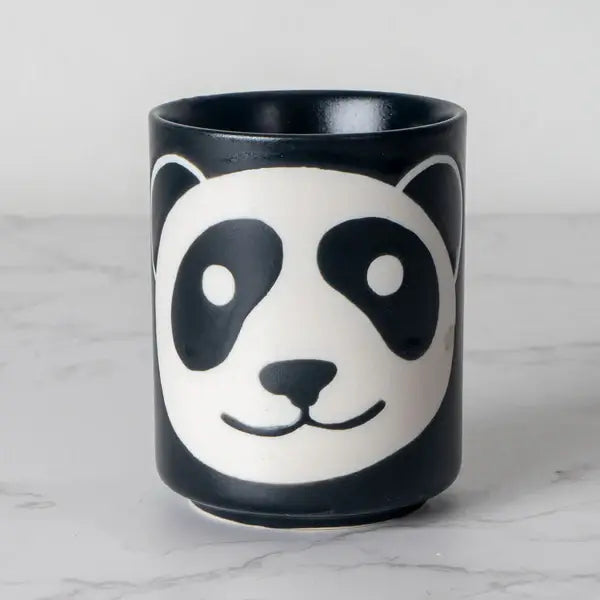 Panda Yunomi Style Tea Cup Black Matte 9 oz