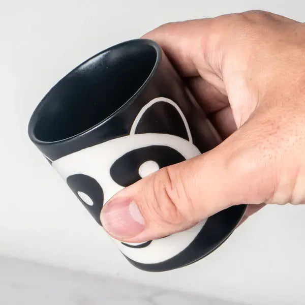Panda Yunomi Style Tea Cup Black Matte 9 oz