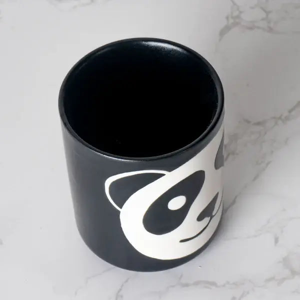 Panda Yunomi Style Tea Cup Black Matte 9 oz