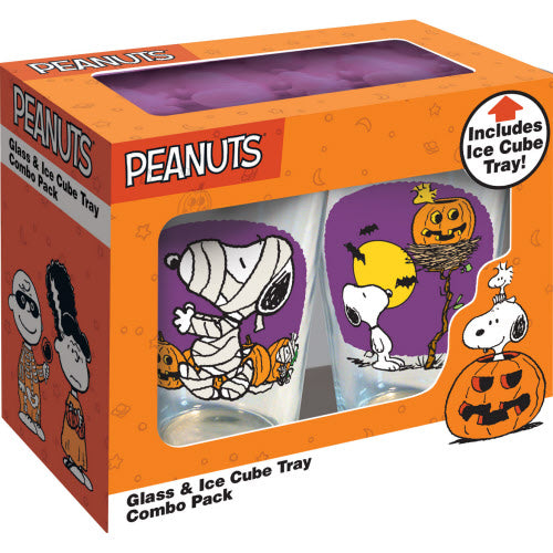 Peanuts Spooky Halloween Glass & Ice Cube Tray Combo Pack