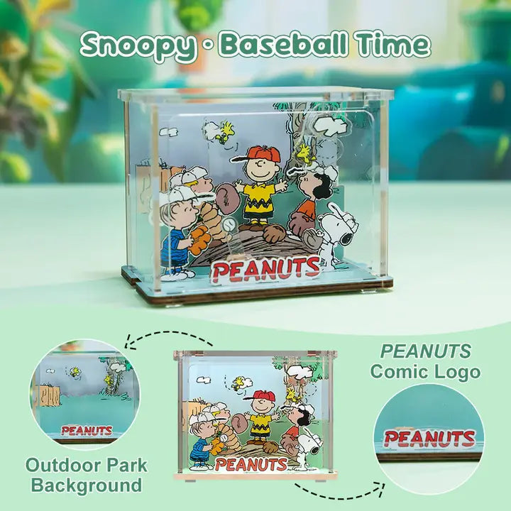 Peanuts Wooden 3D Puzzle Baseball Scene