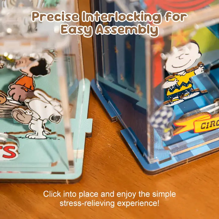 Peanuts Wooden 3D Puzzle Baseball Scene
