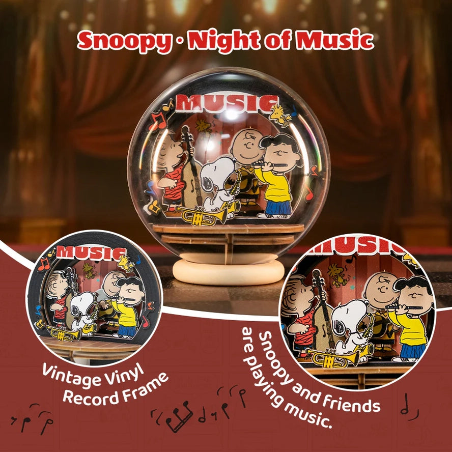 Peanuts Snoopy Night Of Music Wooden Crystal Ball 3D Puzzle