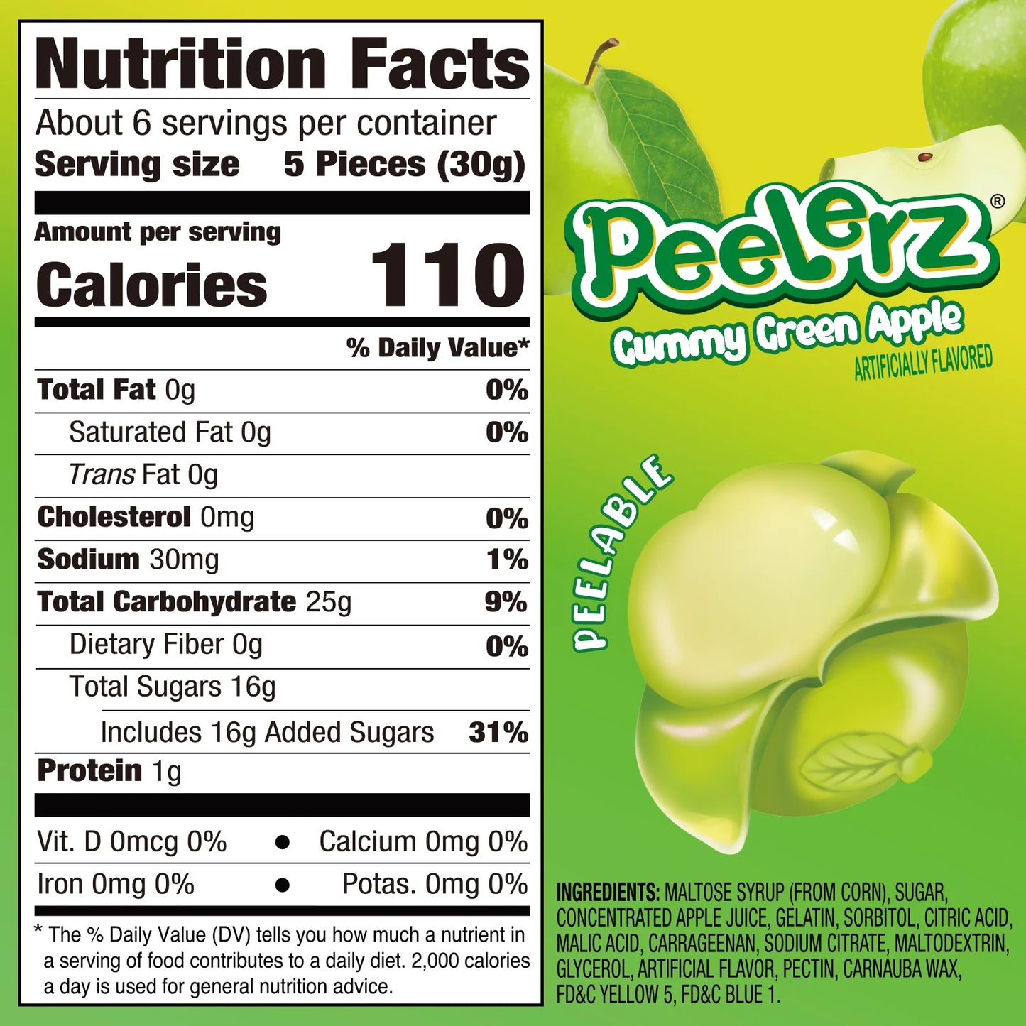 Peelerz Gummy Green Apple Bag 6 oz