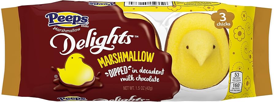 Peeps Delights Marshmallow Chicks Dipped In Milk Chocolate 3 pc