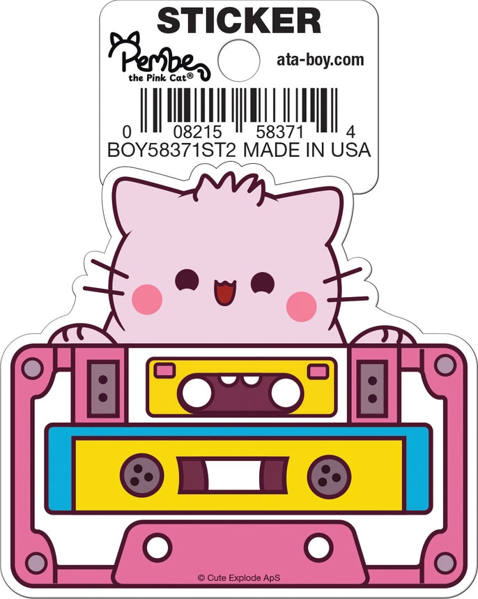 Pembe Cassette Tape Die Cut Sticker