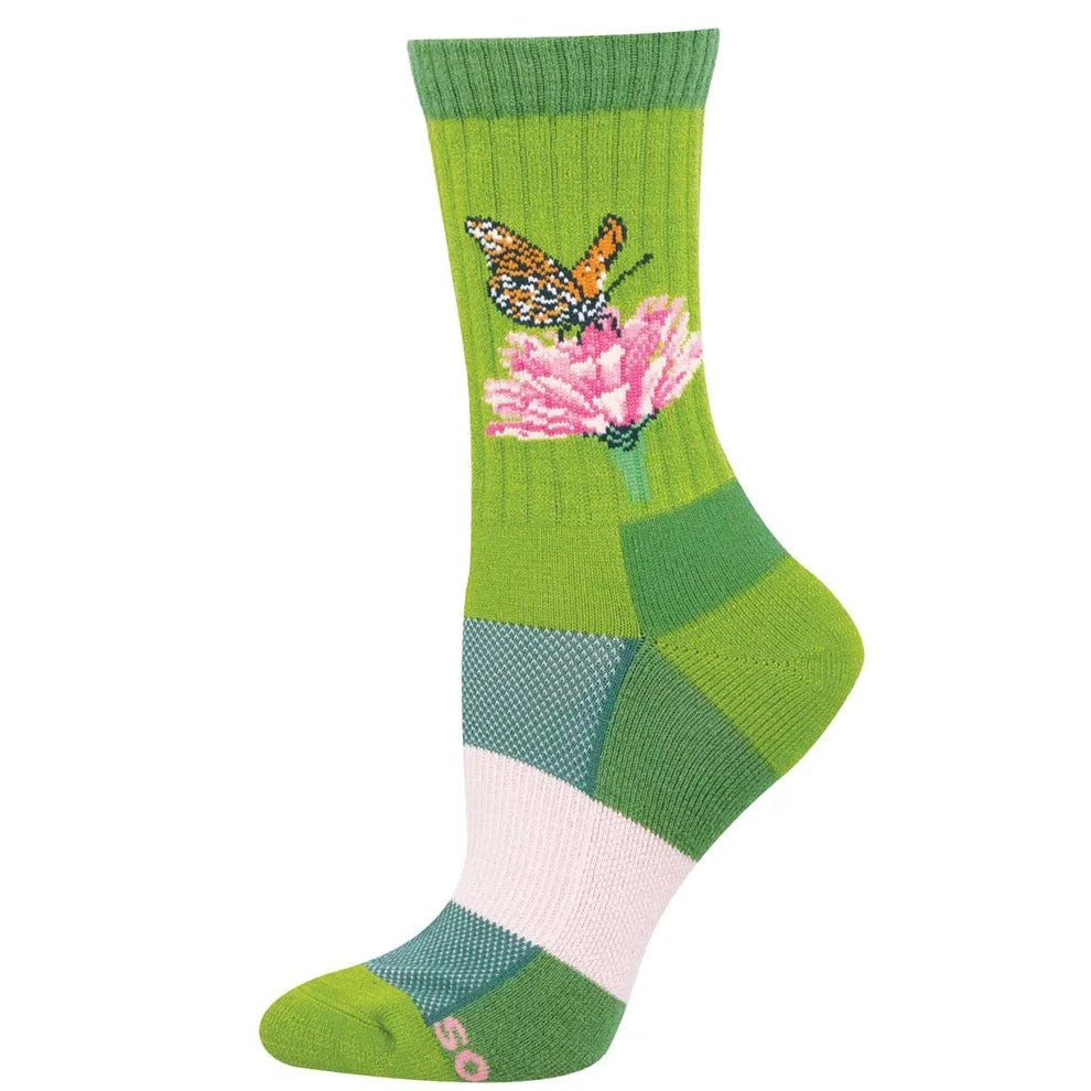 Petal Patrol Women's Wool Crew Socks Green
