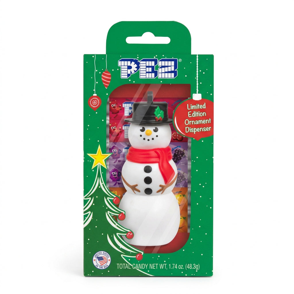 Pez Ornament Gift Box Snowman