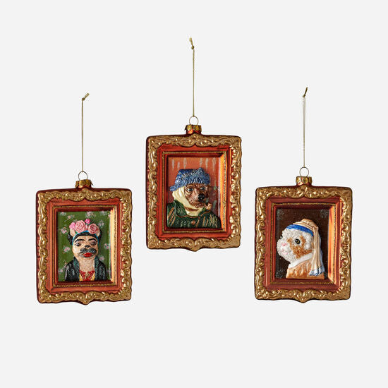 Picture Frame Dog Glass Assorted Ornament