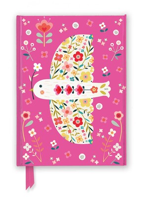 Pink Floral Dove Foiled Hard Cover Journal Bee Brown