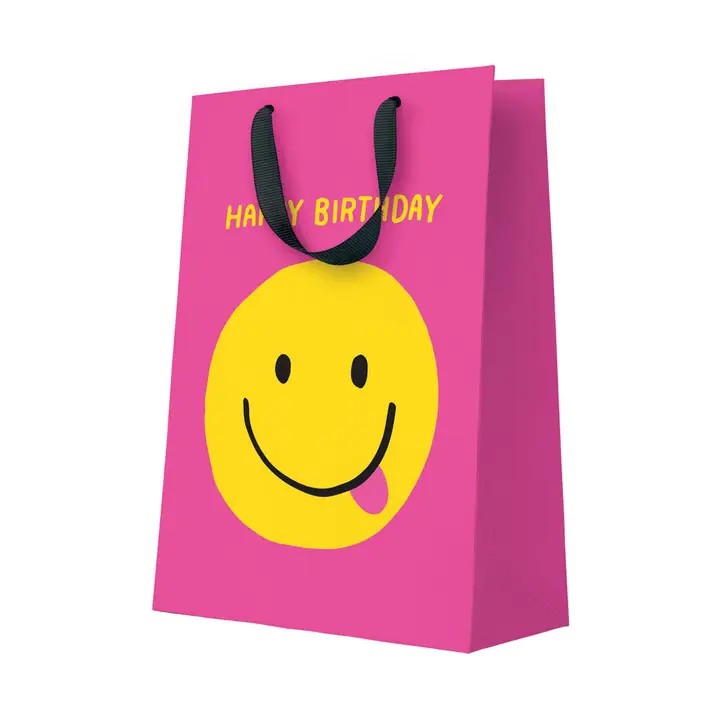 Pink Smiley Face Birthday Large Gift Bag