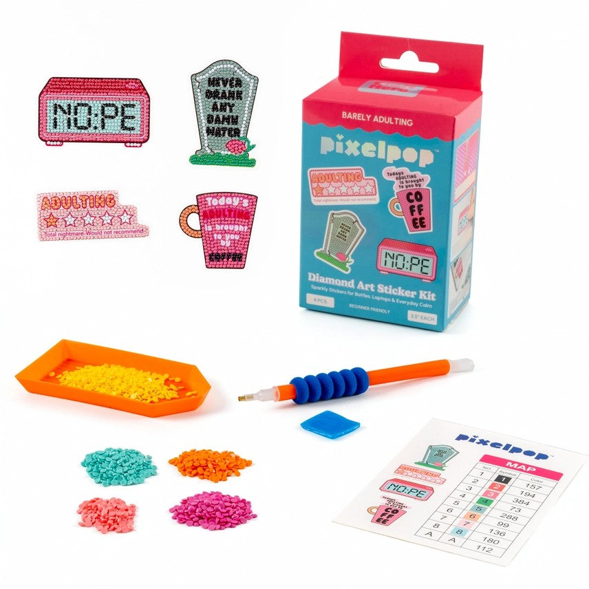 Pixelpop Barely Adulting Diamond Art Sticker Kit