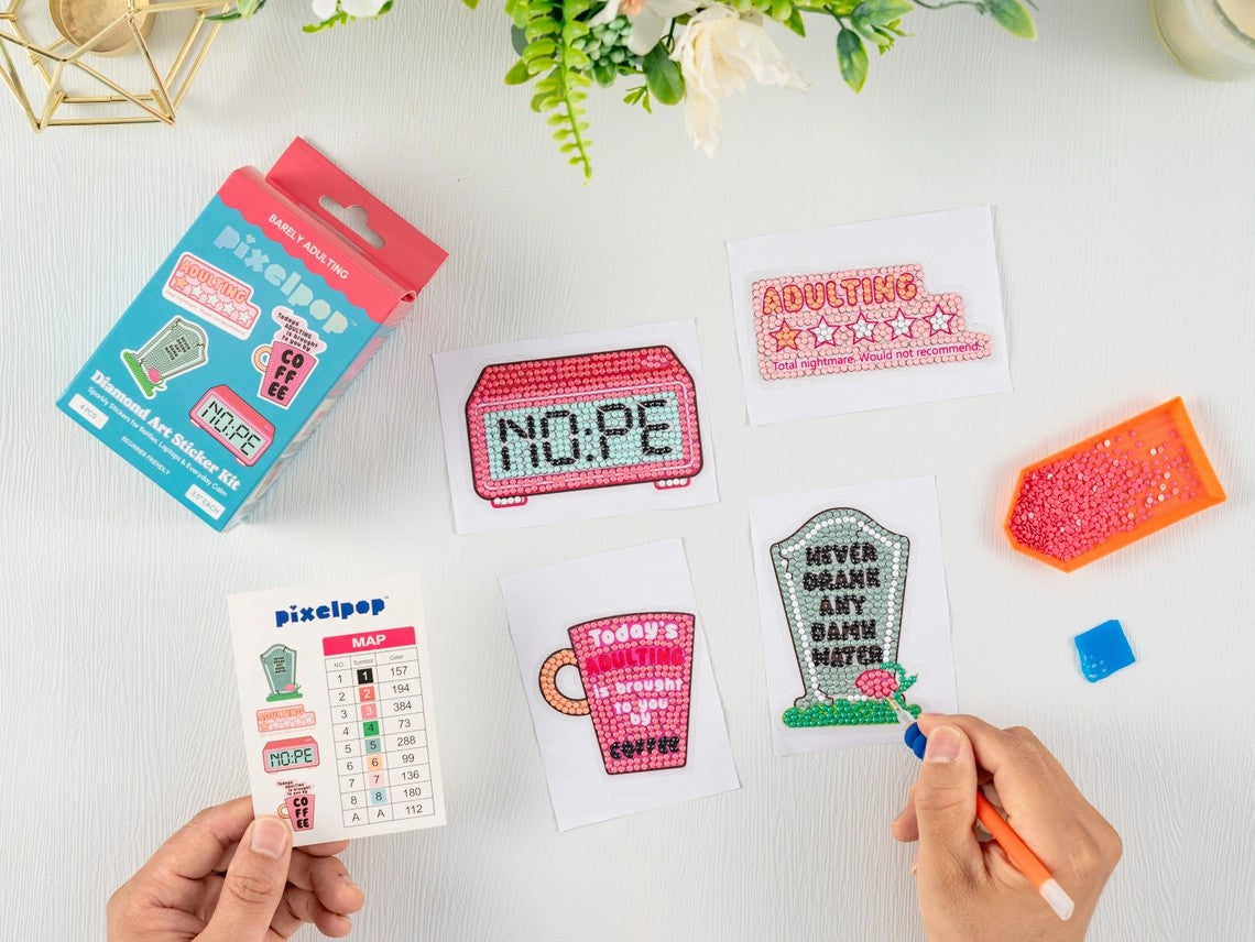 Pixelpop Barely Adulting Diamond Art Sticker Kit