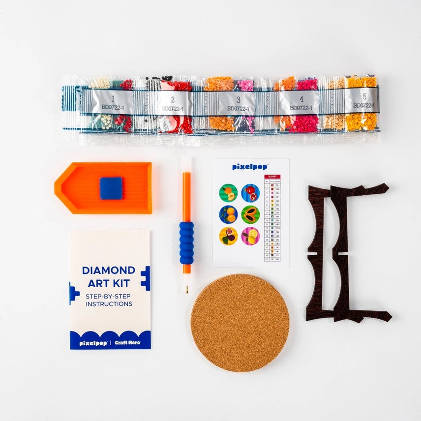 Pixelpop Tutti Frutti Diamond Art Coaster Kit