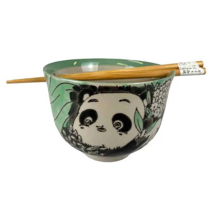 Playful Panda Bowl With Chopsticks