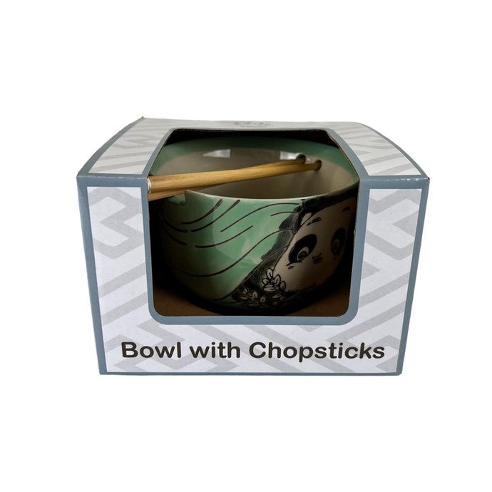 Playful Panda Bowl With Chopsticks