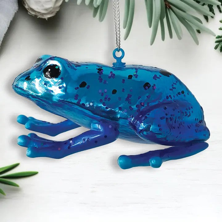 Poison Dart Frog Blue Glass Ornament